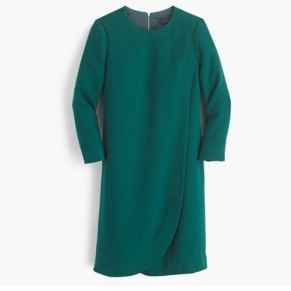 J Crew Long Sleeve Overlap Shift Dress